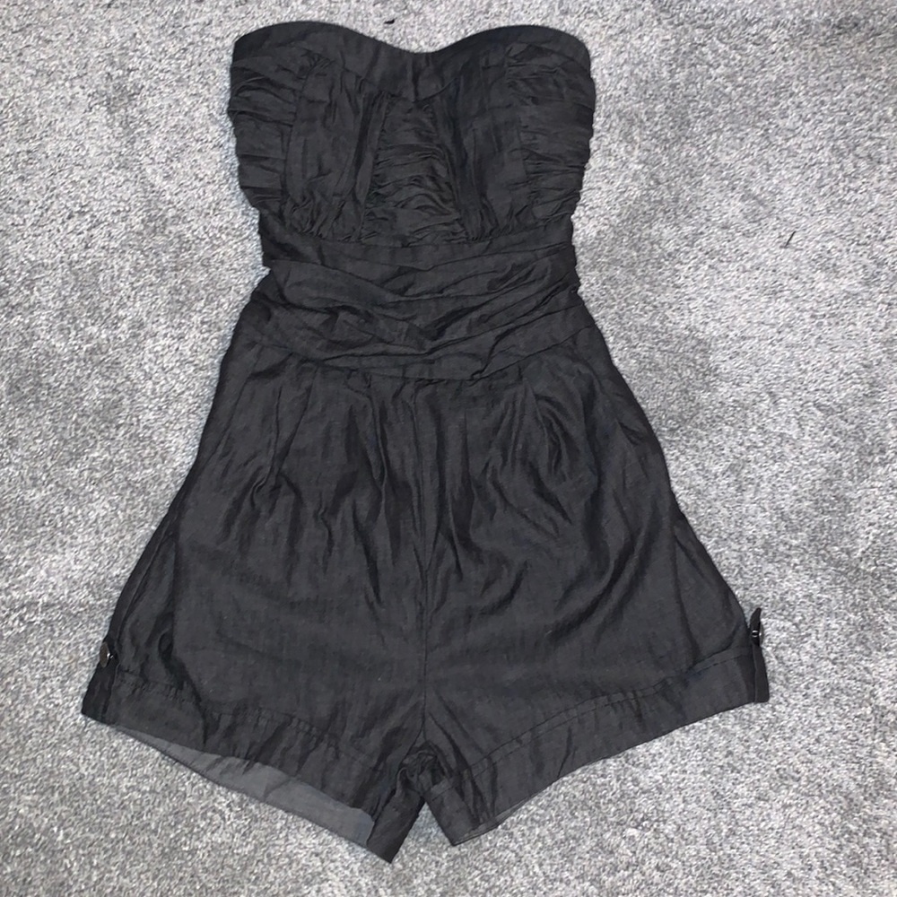 dark gray bodycon strapless romper